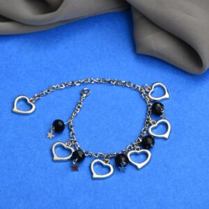 Silver and Black Iron Ladies Party Wear Artificial Charm Bracelet
