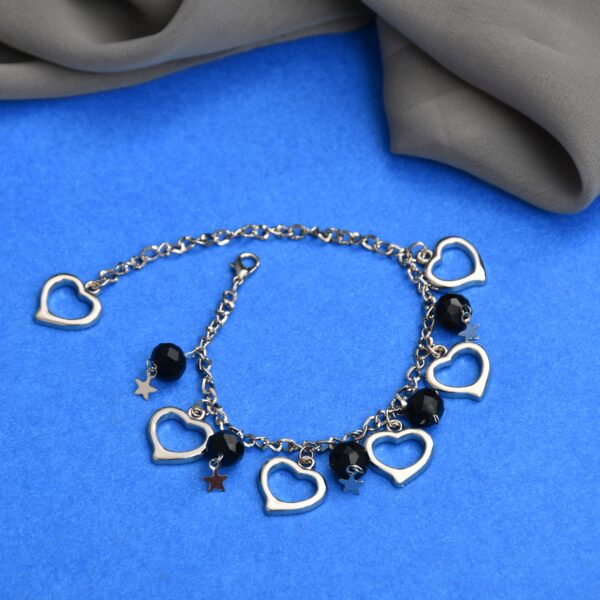 Silver and Black Iron Ladies Party Wear Artificial Charm Bracelet