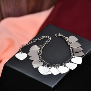 A sterling silver bracelet with a love design that is a representation of elegance and affection