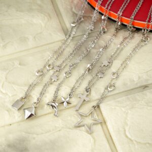 Stylish Silver Multi-Bracelet Set with Star, Love, and Key & lock
